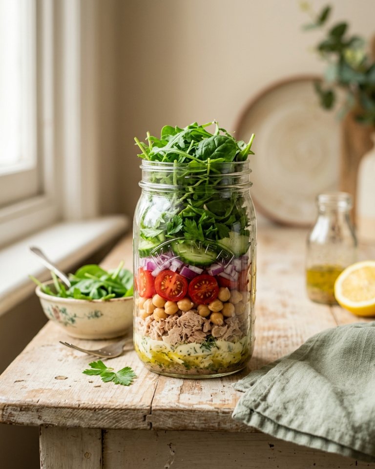 Salada proteica no pote